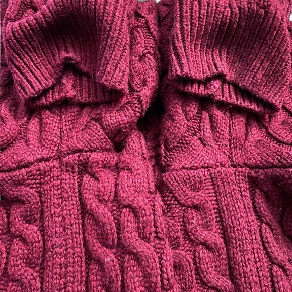 Zara Burgundy Oversized Chunky Cable Knit Sweater V Neck Small - Picture 12 of 14
